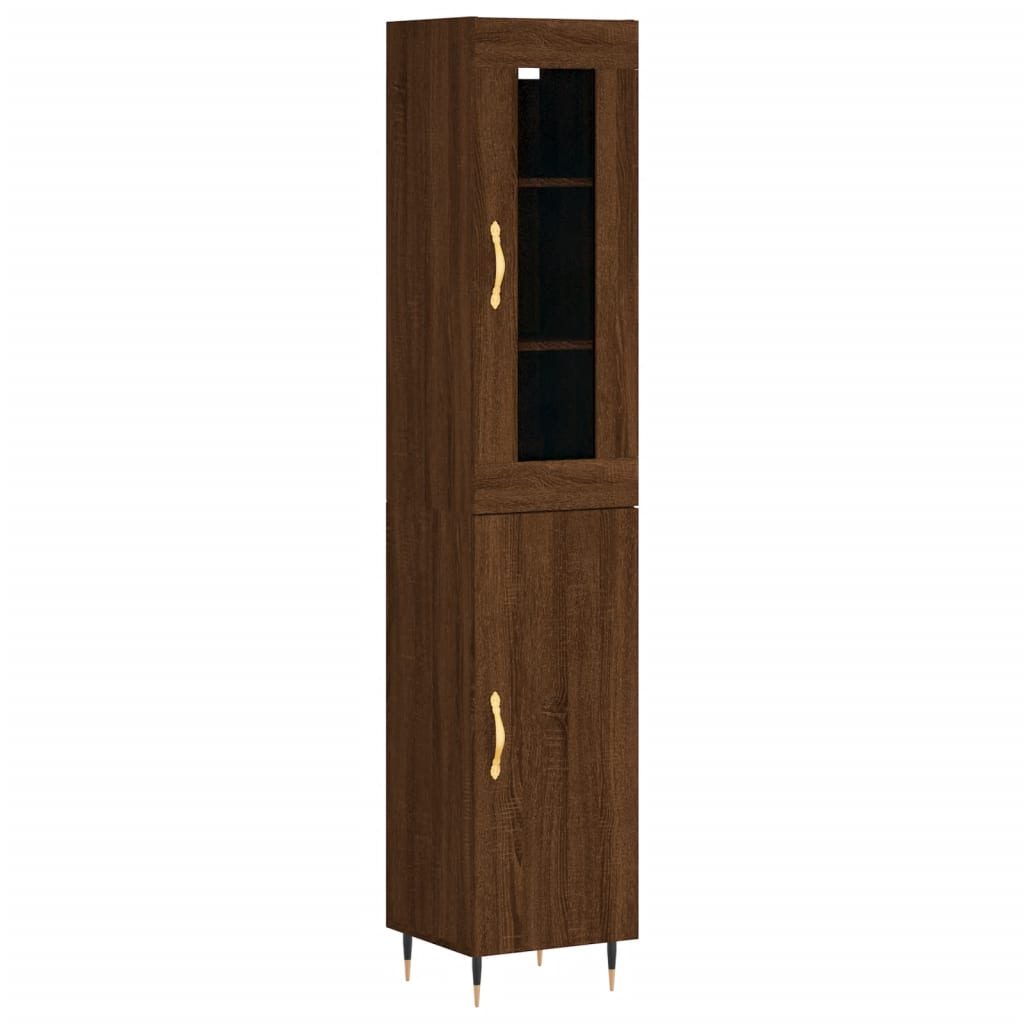 vidaXL Highboard Brown Oak 34.5x34x180 cm Engineered Wood