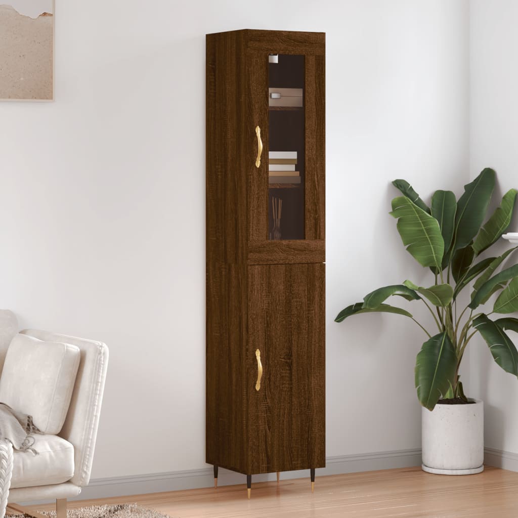 vidaXL Highboard Brown Oak 34.5x34x180 cm Engineered Wood