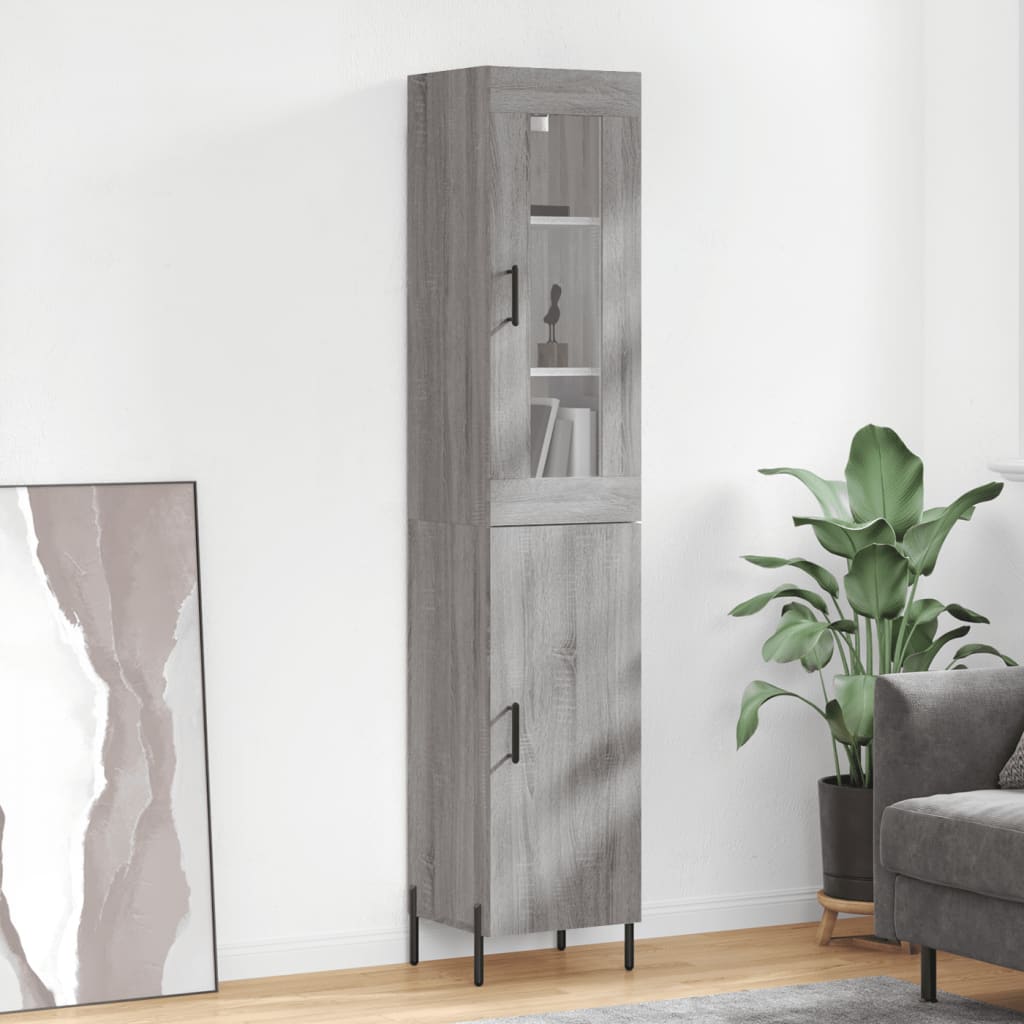 Highboard 34.5x34x180 cm Engineered Wood 1 Door Grey sonoma