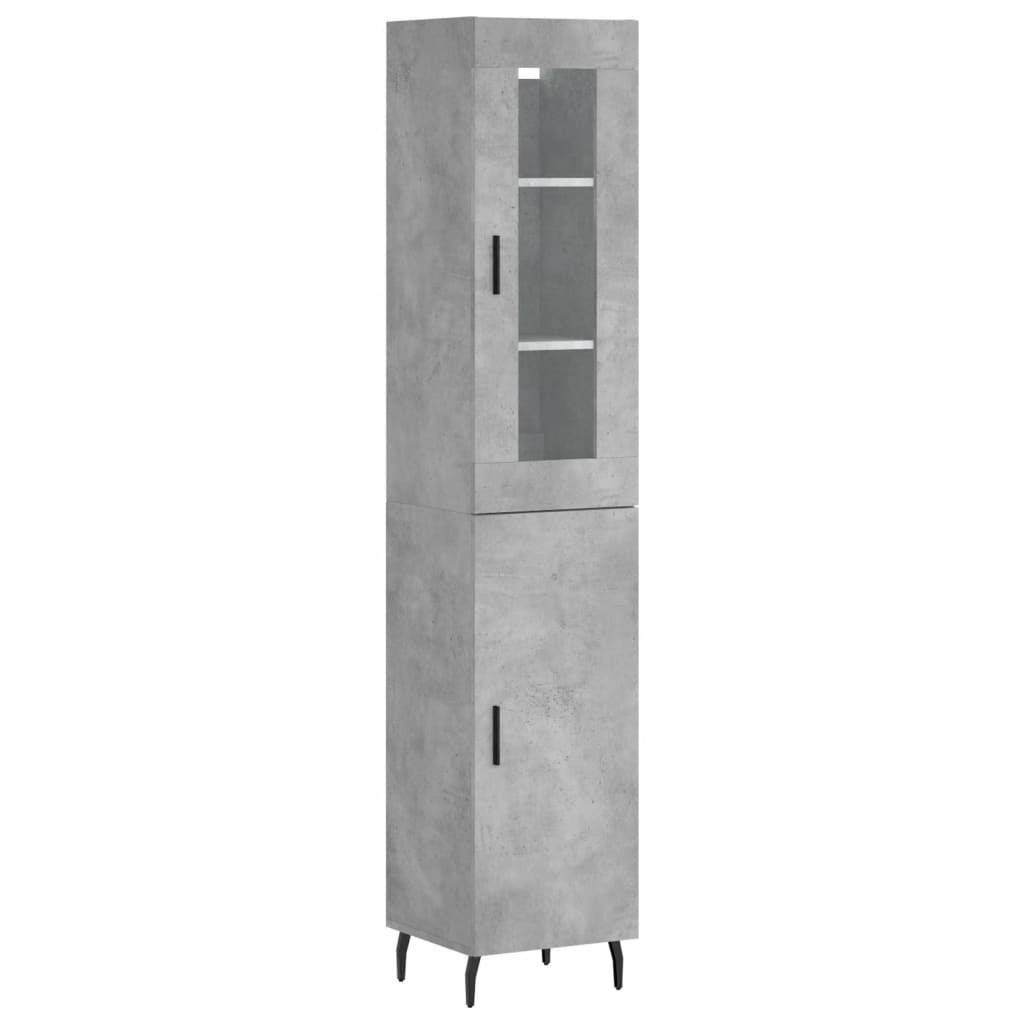 Highboard 34.5x34x180 cm Engineered Wood 1 Door Concrete grey