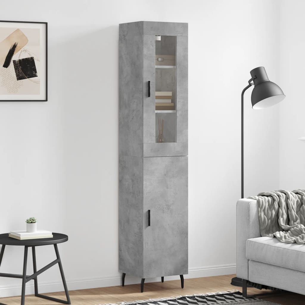Highboard 34.5x34x180 cm Engineered Wood 1 Door Concrete grey