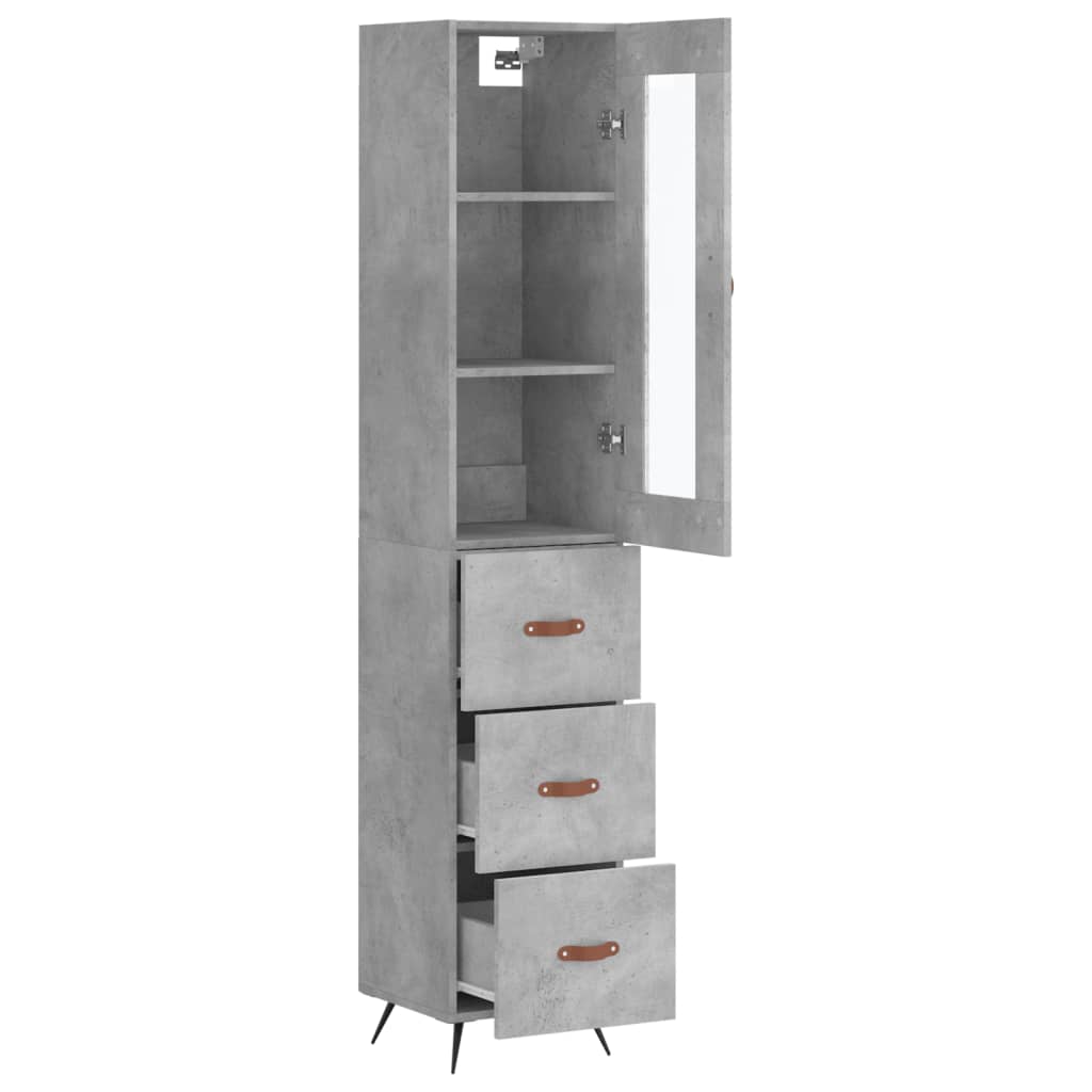 vidaXL Highboard Concrete Grey 34.5x34x180 cm Engineered Wood