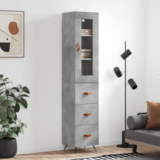 vidaXL Highboard Concrete Grey 34.5x34x180 cm Engineered Wood