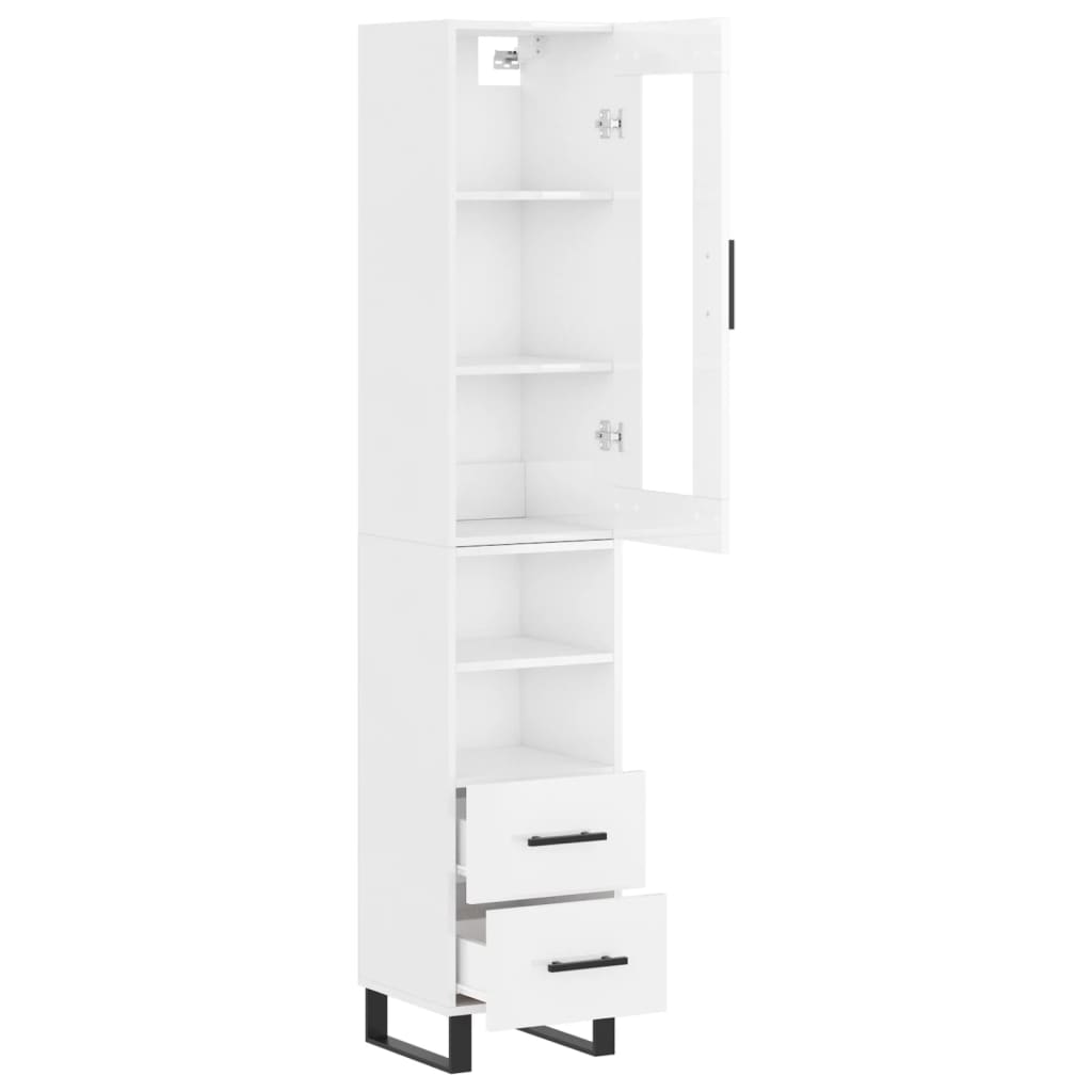 vidaXL Highboard High Gloss White 34.5x34x180 cm Engineered Wood