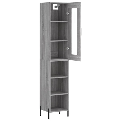 Highboard 34.5x34x180 cm Engineered Wood 3 Shelves Grey sonoma