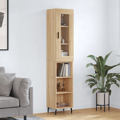 Highboard 34.5x34x180 cm Engineered Wood 3 Shelves Sonoma oak
