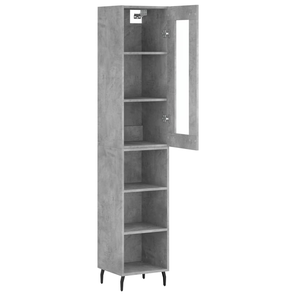 Highboard 34.5x34x180 cm Engineered Wood 3 Shelves Concrete grey