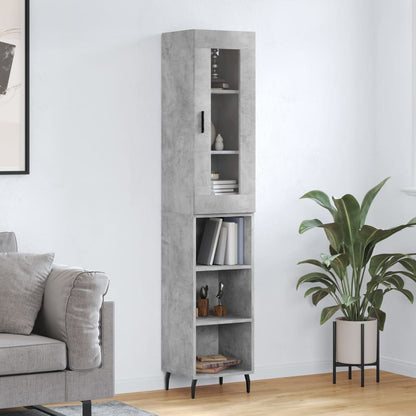 Highboard 34.5x34x180 cm Engineered Wood 3 Shelves Concrete grey
