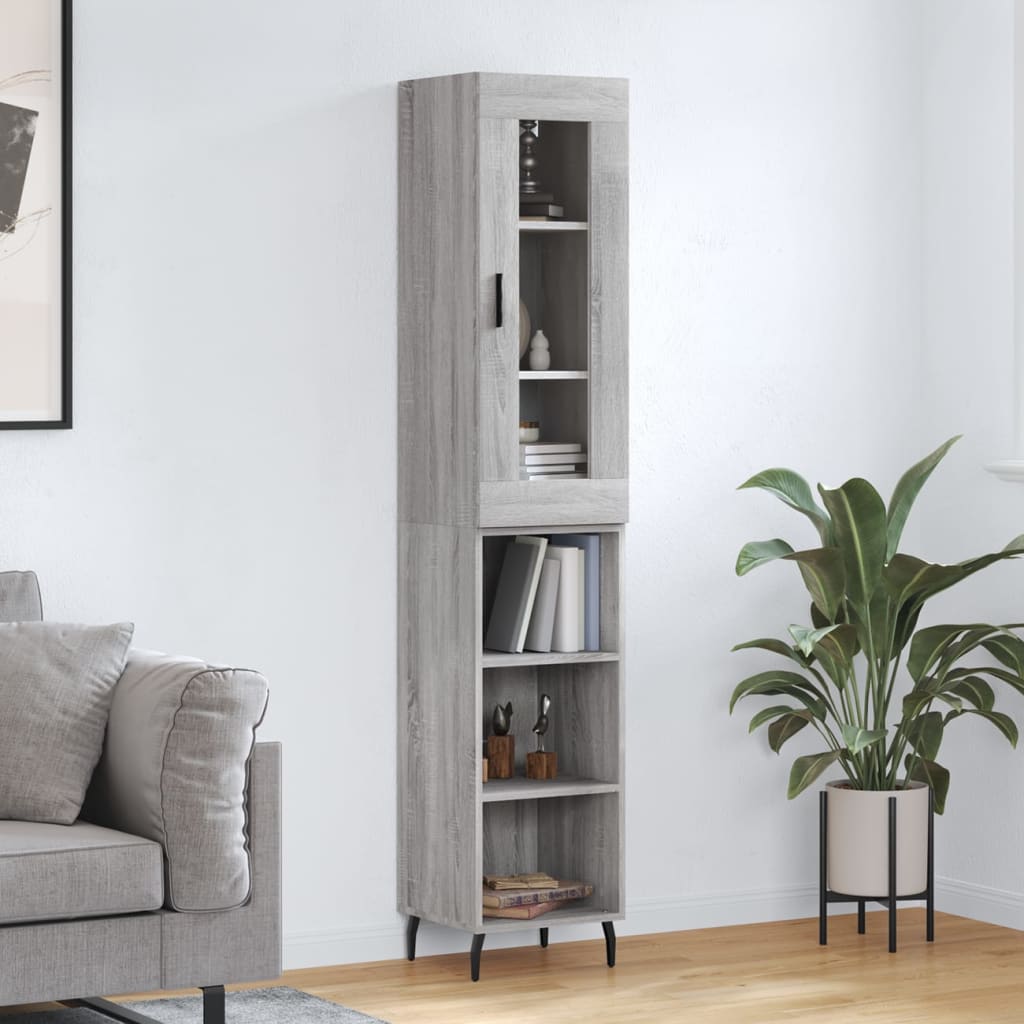 Highboard 34.5x34x180 cm Engineered Wood 3 Shelves Grey sonoma