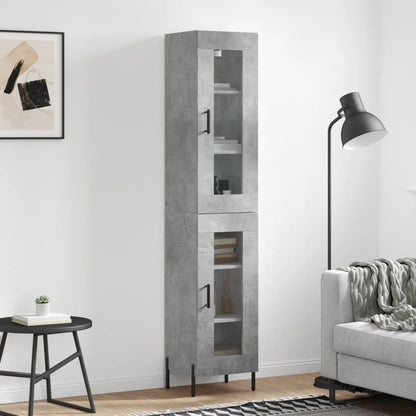Highboard 34.5x34x180 cm Engineered Wood 1 Glass Door Concrete grey