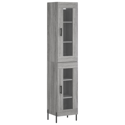Highboard 34.5x34x180 cm Engineered Wood 1 Glass Door Grey sonoma