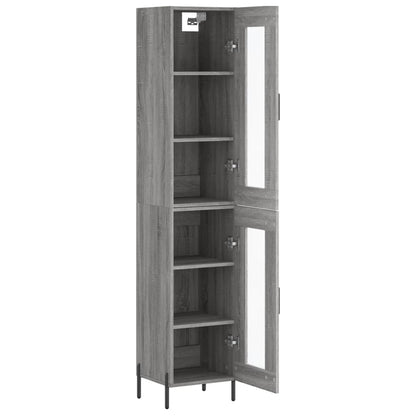 Highboard 34.5x34x180 cm Engineered Wood 1 Glass Door Grey sonoma