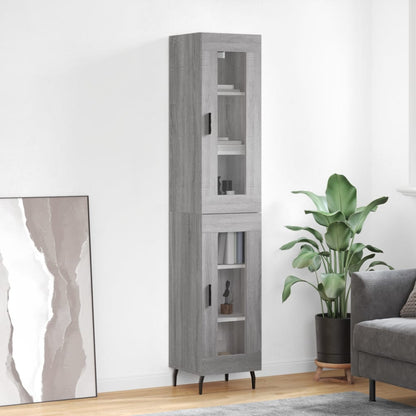 Highboard 34.5x34x180 cm Engineered Wood 1 Glass Door Grey sonoma