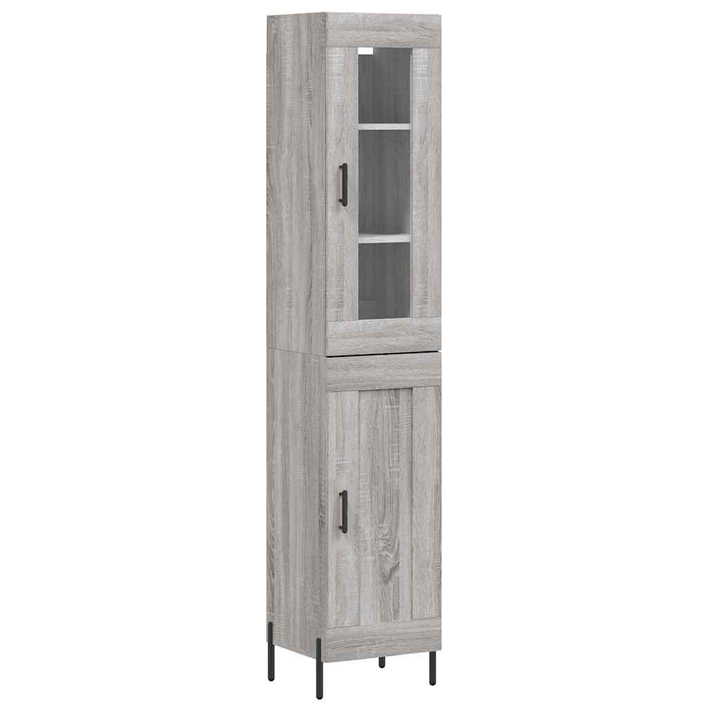 Highboard 34.5x34x180 cm Engineered Wood 1 Wood Door Grey sonoma
