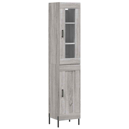 Highboard 34.5x34x180 cm Engineered Wood 1 Wood Door Grey sonoma