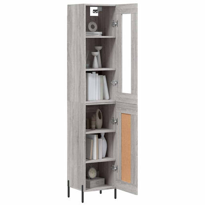 Highboard 34.5x34x180 cm Engineered Wood 1 Wood Door Grey sonoma