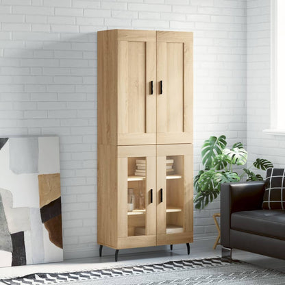 Highboard 69.5x34x180 cm Engineered Wood 2 Glass Doors Sonoma oak