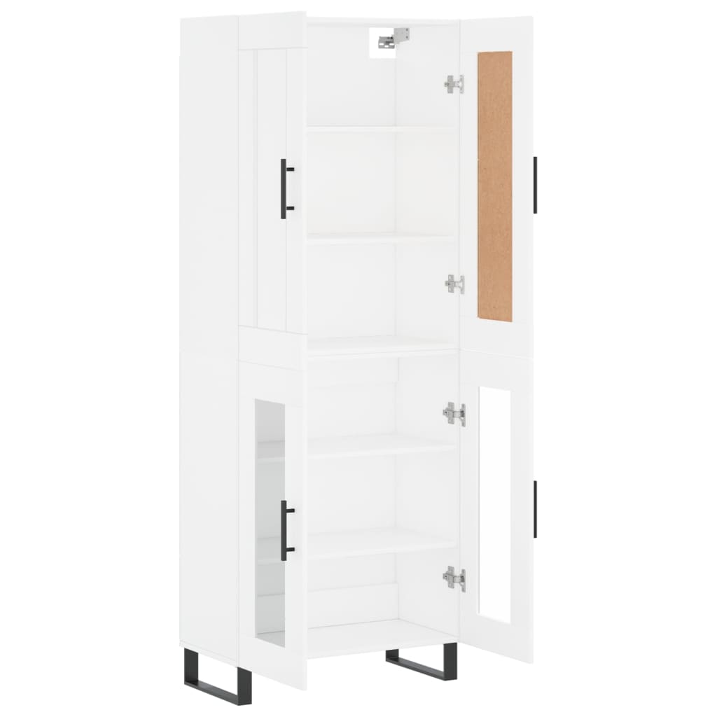 Highboard 69.5x34x180 cm Engineered Wood 2 Glass Doors White