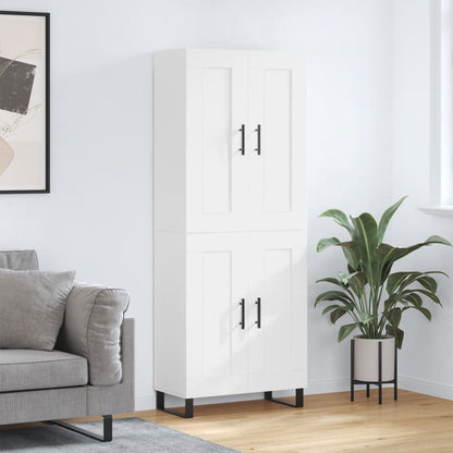 Highboard 69.5x34x180 cm Engineered Wood 2 Wood Doors White