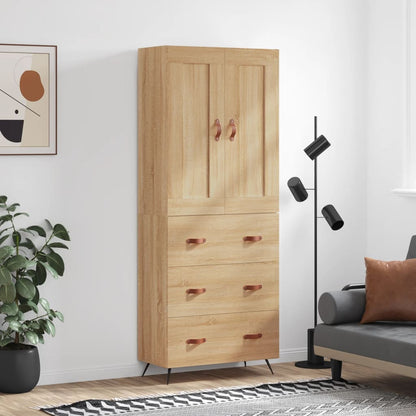 Highboard 69.5x34x180 cm Engineered Wood 3 Drawers Sonoma oak