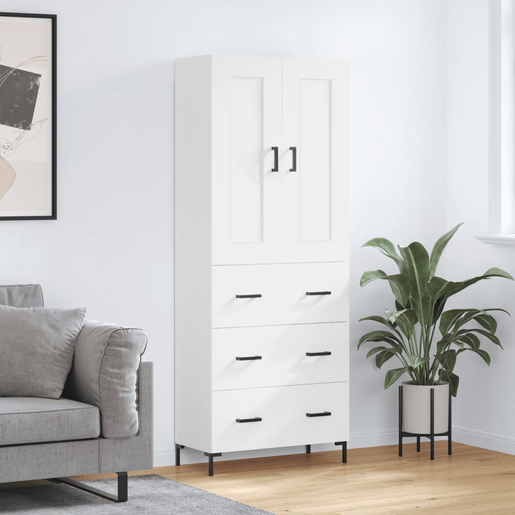 Highboard 69.5x34x180 cm Engineered Wood 3 Drawers White