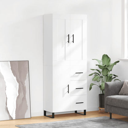 Highboard 69.5x34x180 cm Engineered Wood 1 Door 3 Drawers White