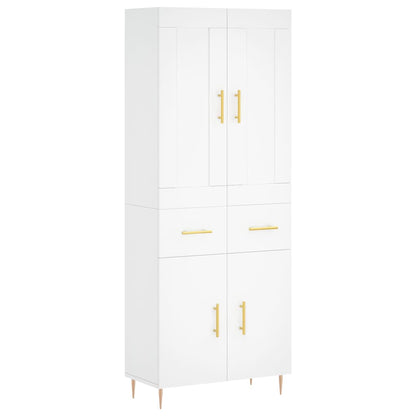 Highboard 69.5x34x180 cm Engineered Wood 2 Doors 2 Drawers White