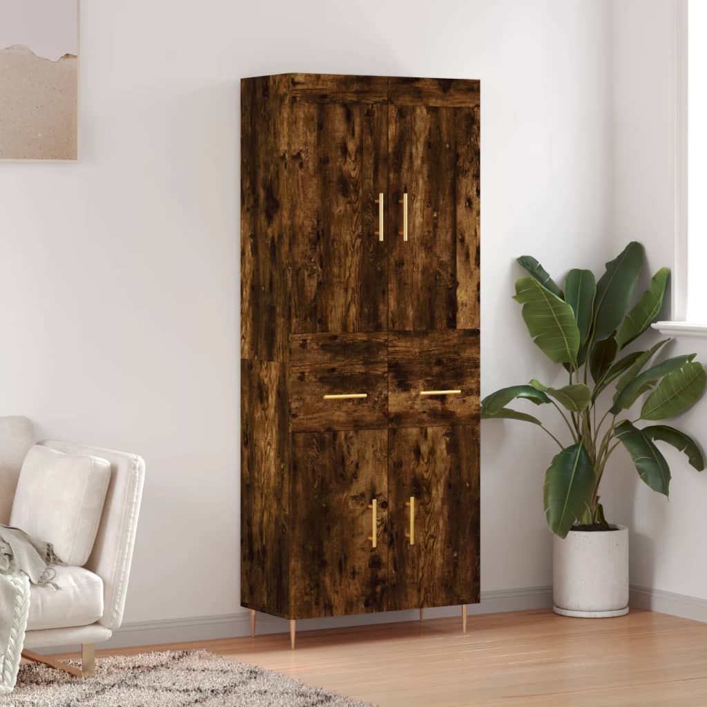 Highboard 69.5x34x180 cm Engineered Wood 2 Doors 2 Drawers Smoked oak