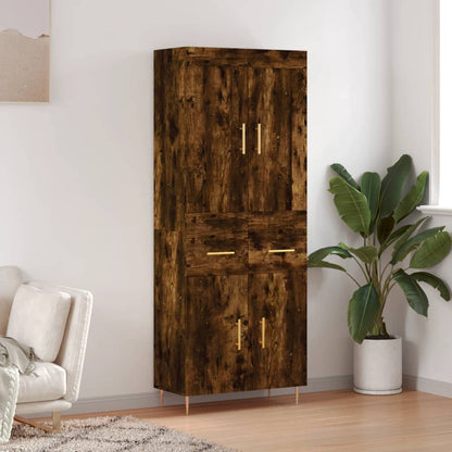 Highboard 69.5x34x180 cm Engineered Wood 2 Doors 2 Drawers Smoked oak