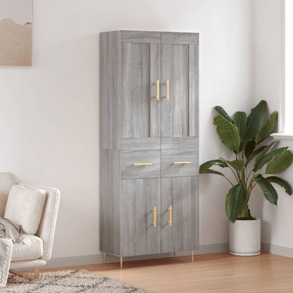 Highboard 69.5x34x180 cm Engineered Wood 2 Doors 2 Drawers Grey sonoma