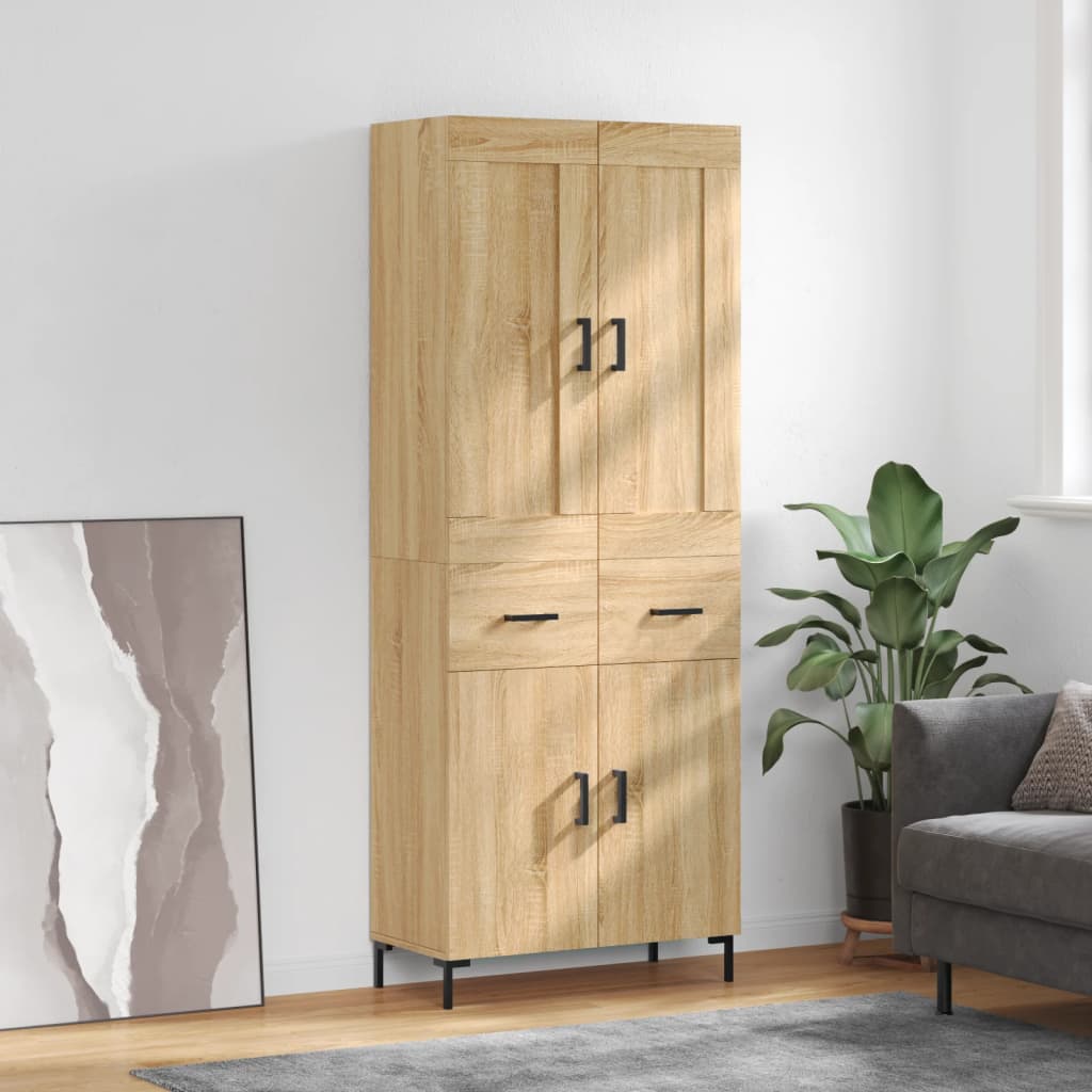 Highboard 69.5x34x180 cm Engineered Wood 2 Doors 2 Drawers Sonoma oak