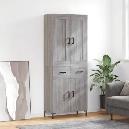 Highboard 69.5x34x180 cm Engineered Wood 2 Doors 2 Drawers Grey sonoma