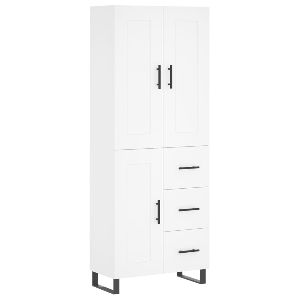 Highboard 69.5x34x180 cm Engineered Wood 1 Wood Door 3 Drawers White