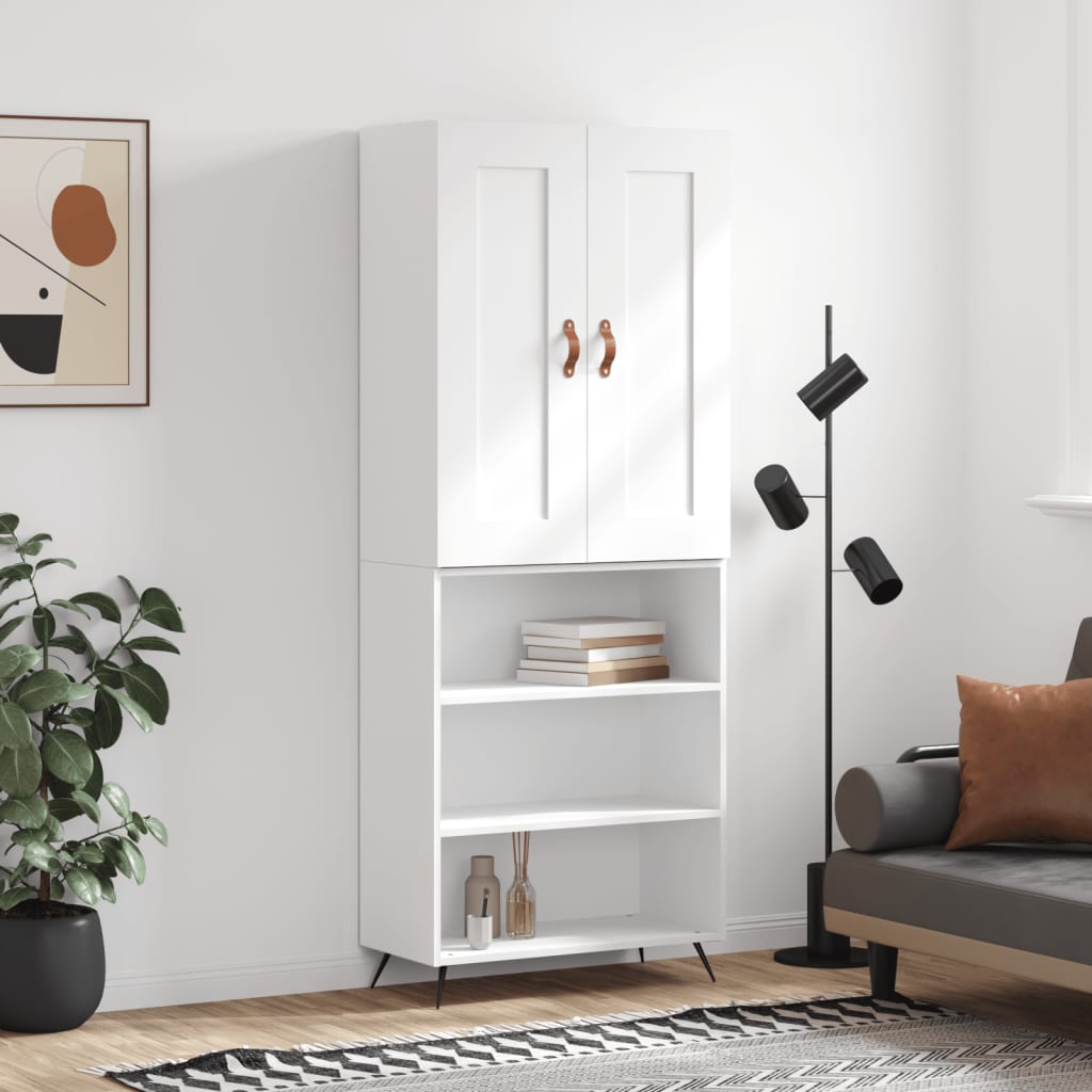Highboard 69.5x34x180 cm Engineered Wood 3 Shelves White