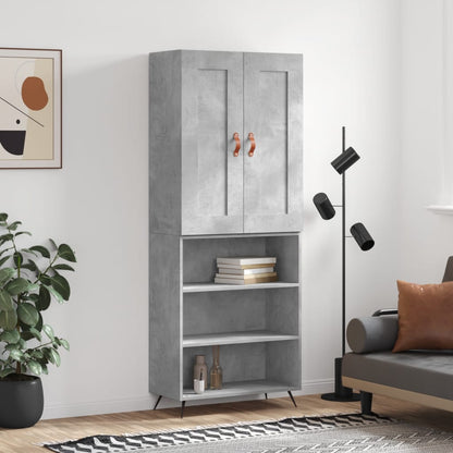 Highboard 69.5x34x180 cm Engineered Wood 3 Shelves Concrete grey