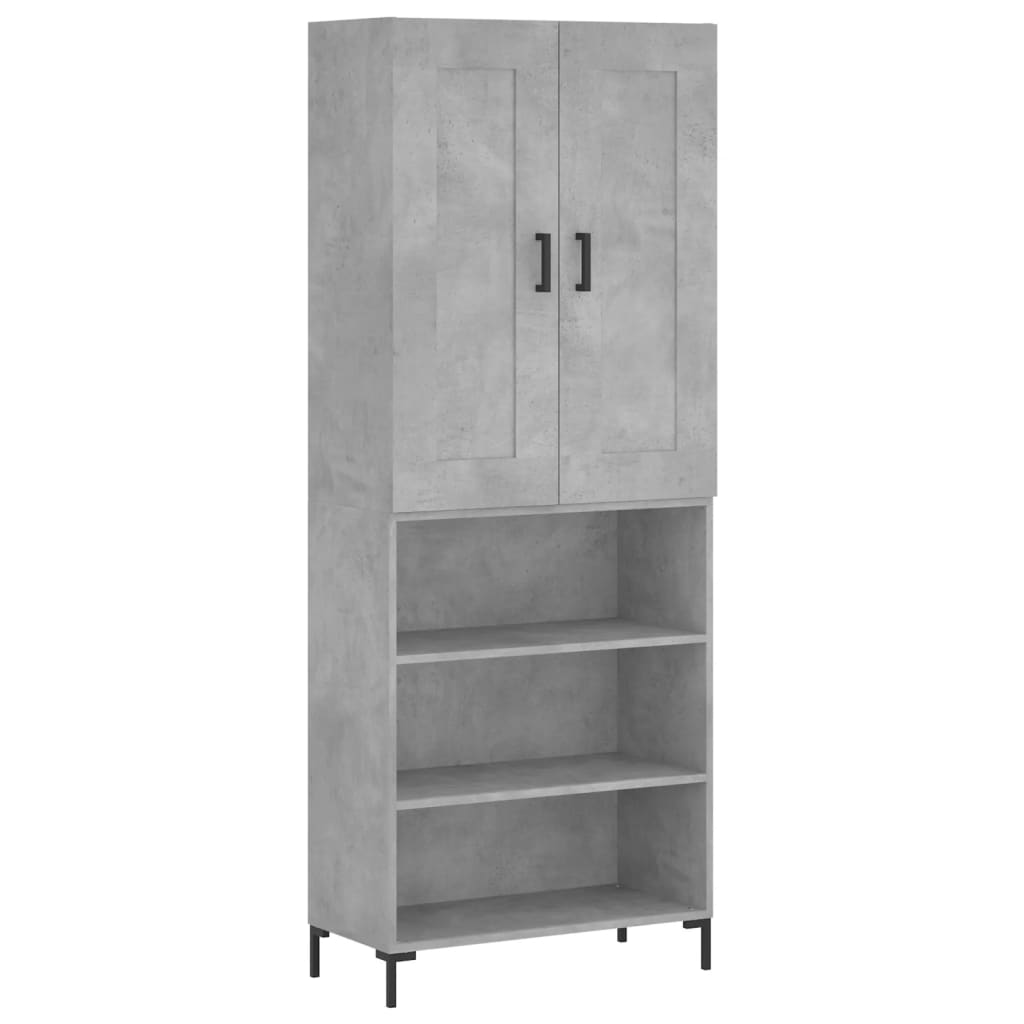 Highboard 69.5x34x180 cm Engineered Wood 3 Shelves Concrete grey