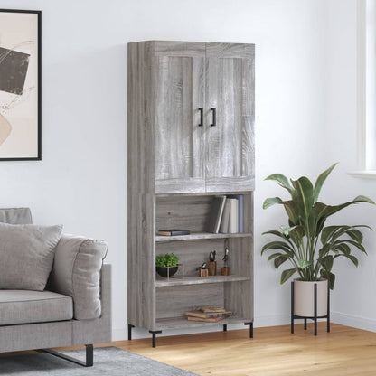 Highboard 69.5x34x180 cm Engineered Wood 3 Shelves Grey sonoma