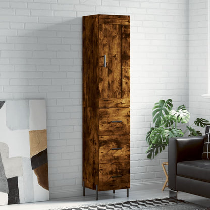 Highboard 34.5x34x180 cm Engineered Wood 3 Drawers Smoked oak