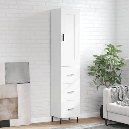 Highboard 34.5x34x180 cm Engineered Wood 3 Drawers White