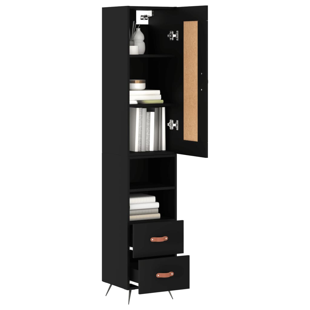 vidaXL Highboard Black 34.5x34x180 cm Engineered Wood