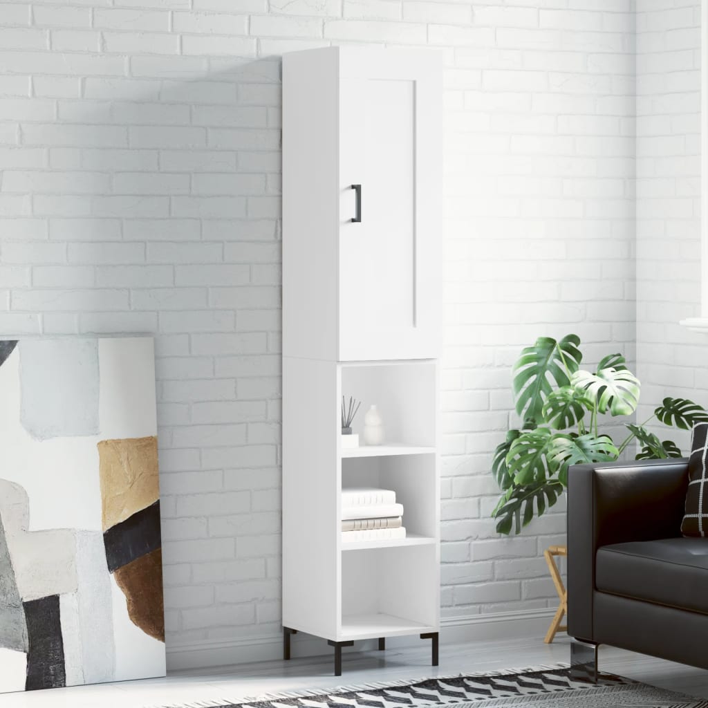 Highboard 34.5x34x180 cm Engineered Wood 3 Shelves White