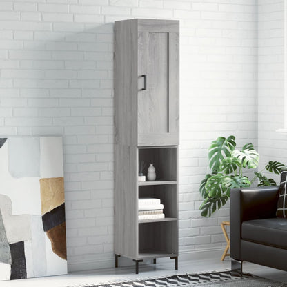Highboard 34.5x34x180 cm Engineered Wood 3 Shelves Grey sonoma