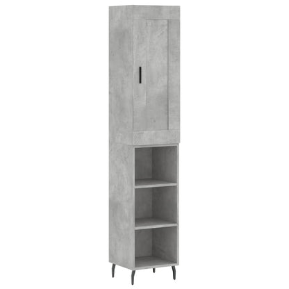 Highboard 34.5x34x180 cm Engineered Wood 3 Shelves Concrete grey