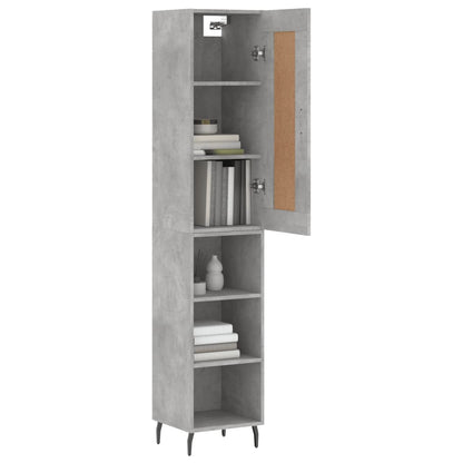Highboard 34.5x34x180 cm Engineered Wood 3 Shelves Concrete grey