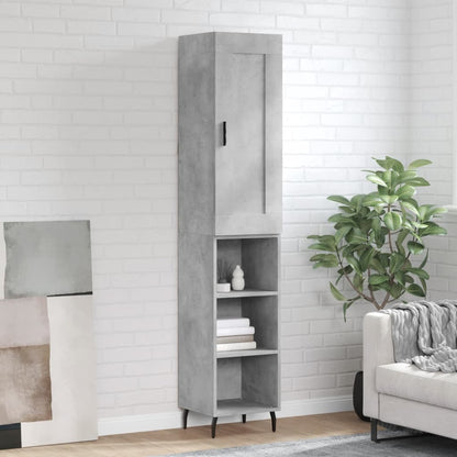 Highboard 34.5x34x180 cm Engineered Wood 3 Shelves Concrete grey