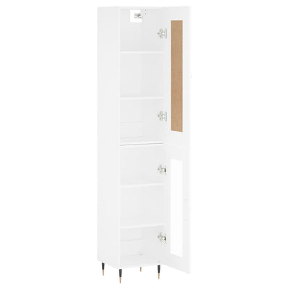 Highboard 34.5x34x180 cm Engineered Wood 1 Glass Door White