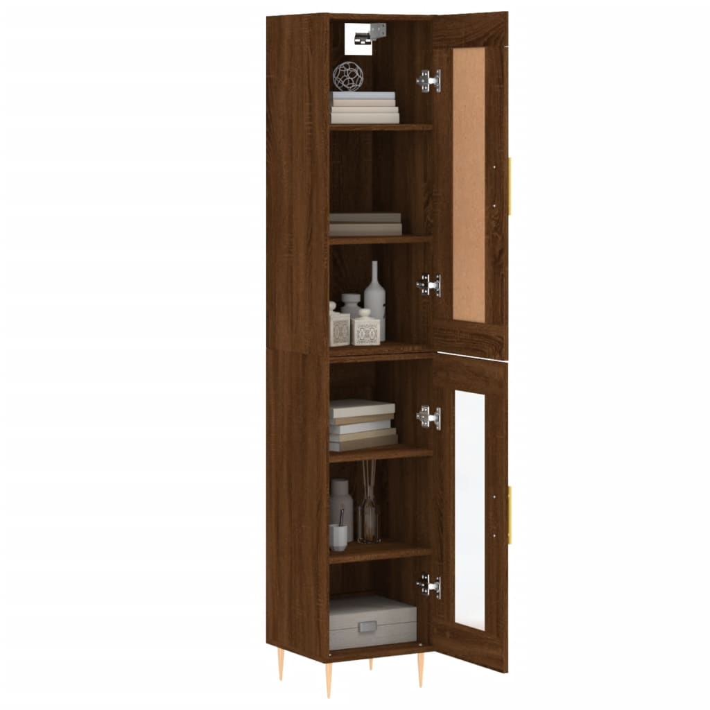 vidaXL Highboard Brown Oak 34.5x34x180 cm Engineered Wood