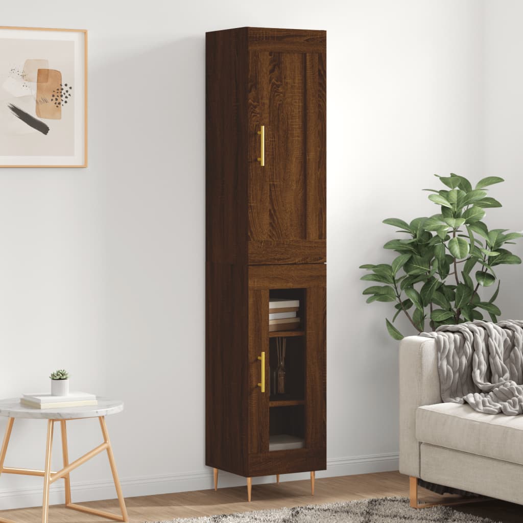 vidaXL Highboard Brown Oak 34.5x34x180 cm Engineered Wood