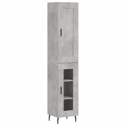 Highboard 34.5x34x180 cm Engineered Wood 1 Glass Door Concrete grey