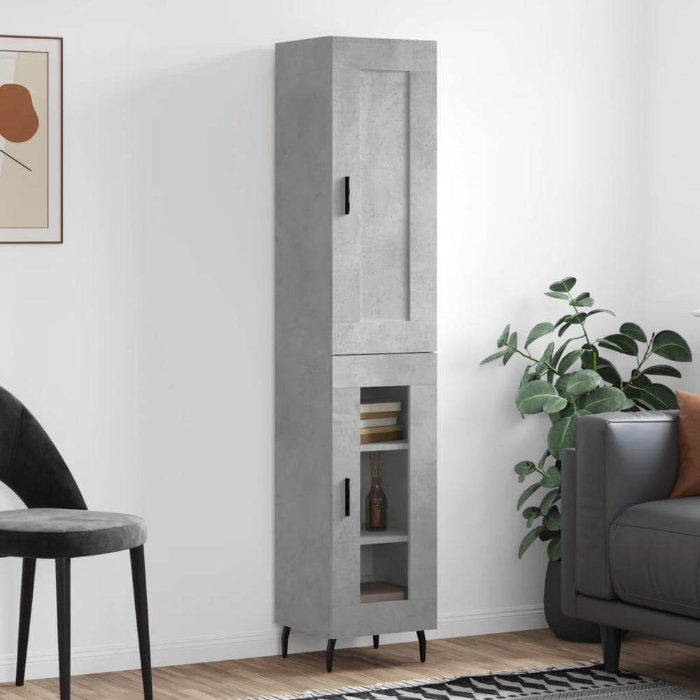 vidaXL Highboard 34.5x34x180 cm Engineered Wood 1 Glass Door